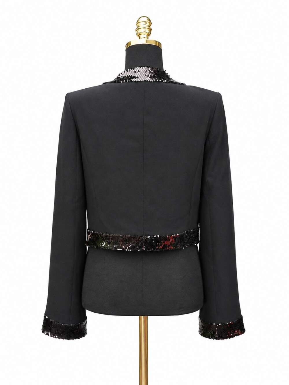 Cinq a Sept Black Sequin Embellished Evening Jacket Blazer Size 10 - Picture 9 of 16